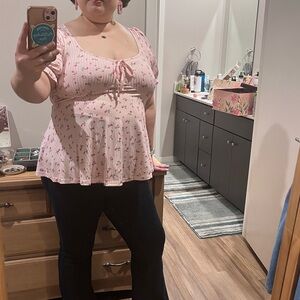 Elegant Pink Floral Blouse